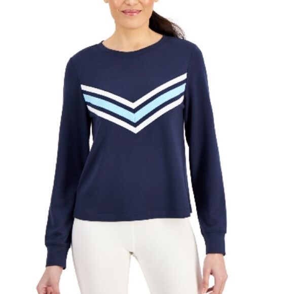 Ideology Tops - ID Ideology Women's Active Chevron long sleeve shirt, Top Blue Size Large